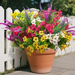 20 Packs Artificial Flowers Outdoor UV Resistant Fake Plants for Garden